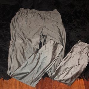 Tight silver stretchy pants